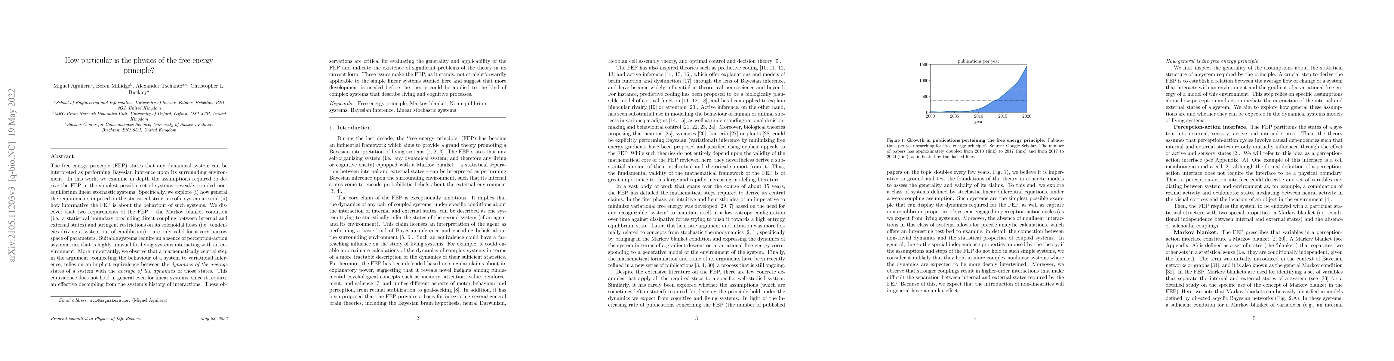 Thumbnail for How particular is the physics of the free energy principle?