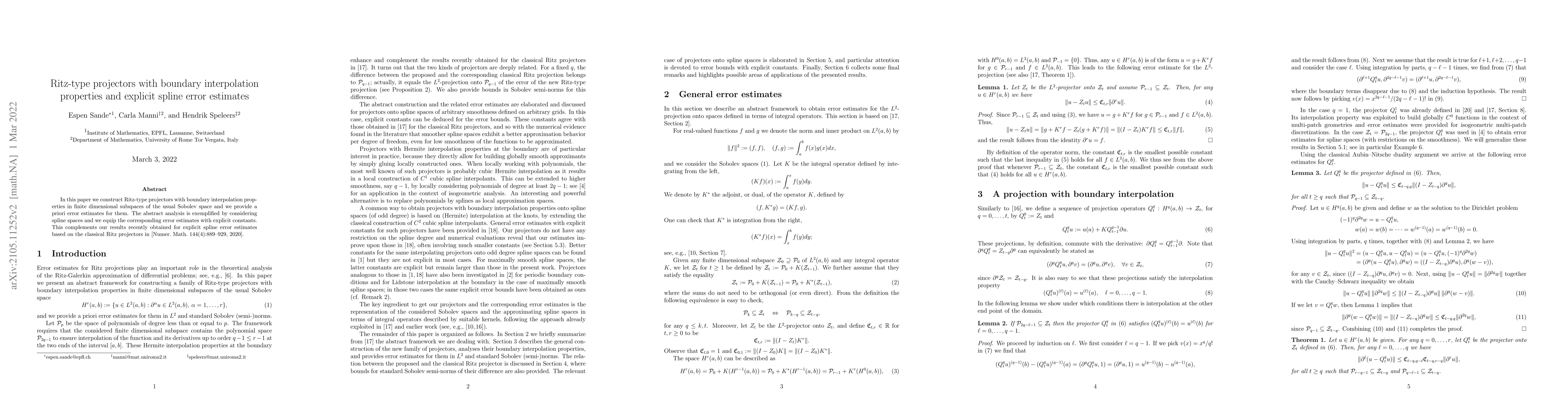 Thumbnail for Ritz-type projectors with boundary interpolation properties and explicit
  spline error estimates
