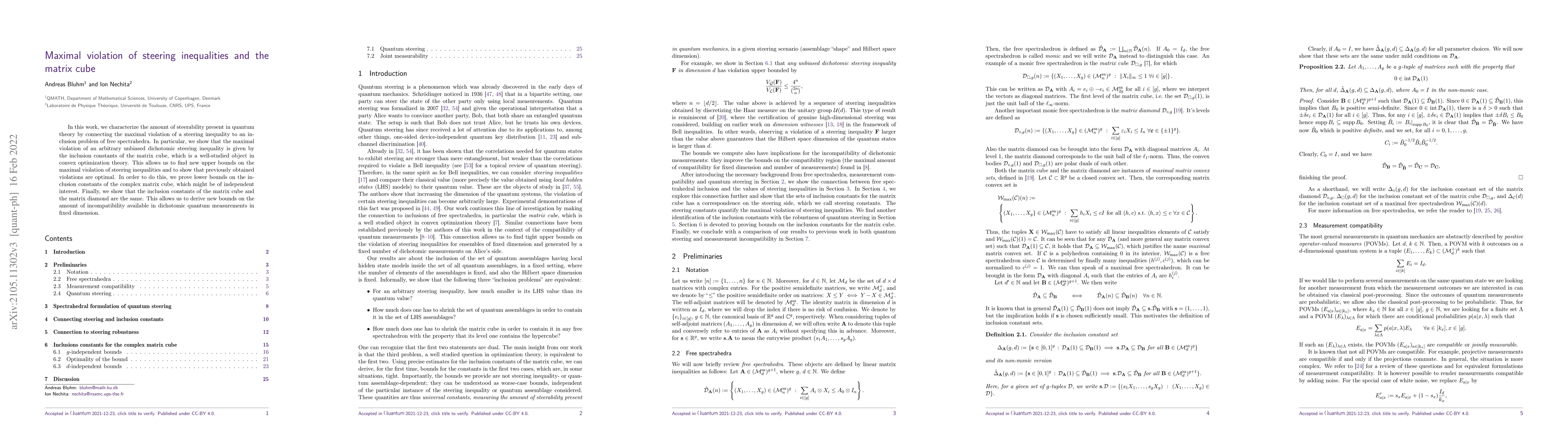 Thumbnail for Maximal violation of steering inequalities and the matrix cube