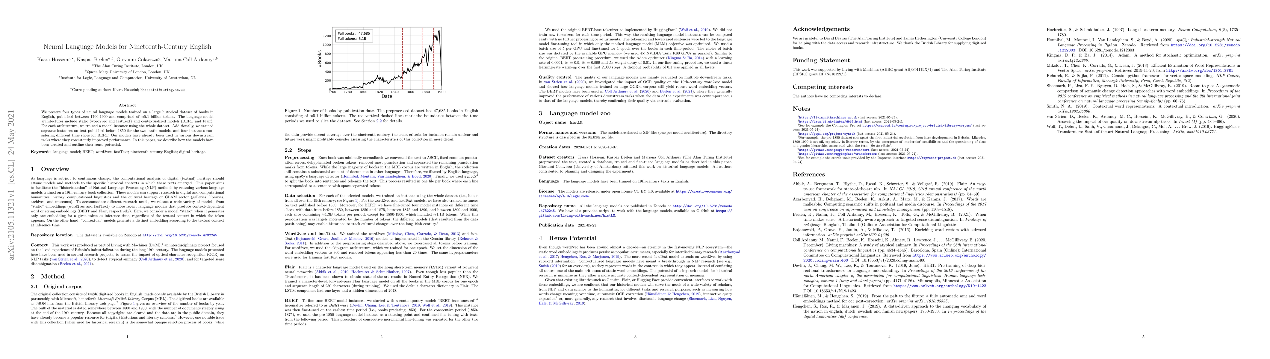 Thumbnail for Neural Language Models for Nineteenth-Century English