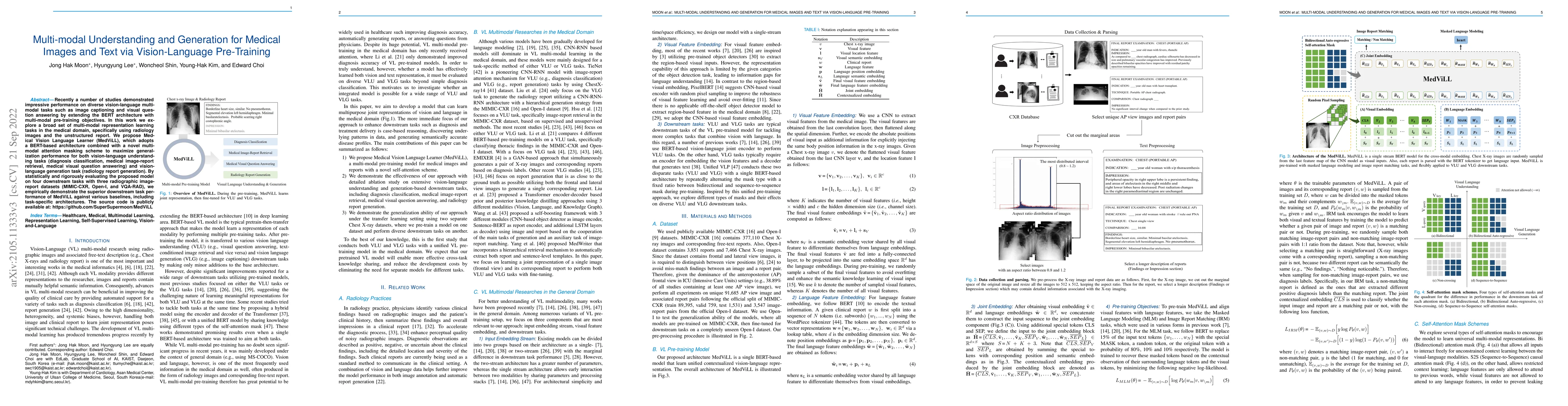 Thumbnail for Multi-modal Understanding and Generation for Medical Images and Text via
  Vision-Language Pre-Training