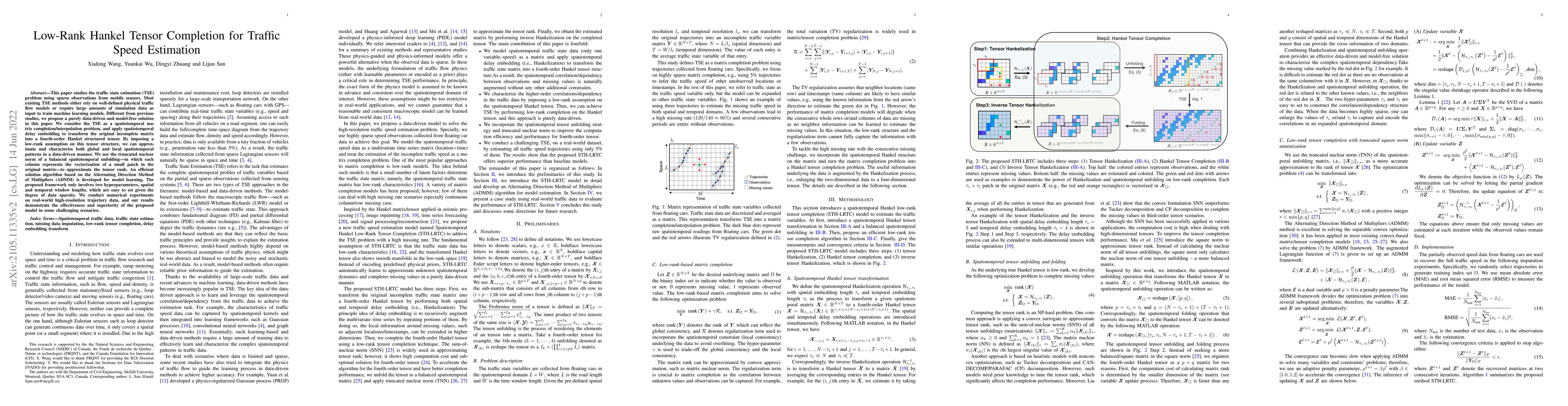 Thumbnail for Low-Rank Hankel Tensor Completion for Traffic Speed Estimation