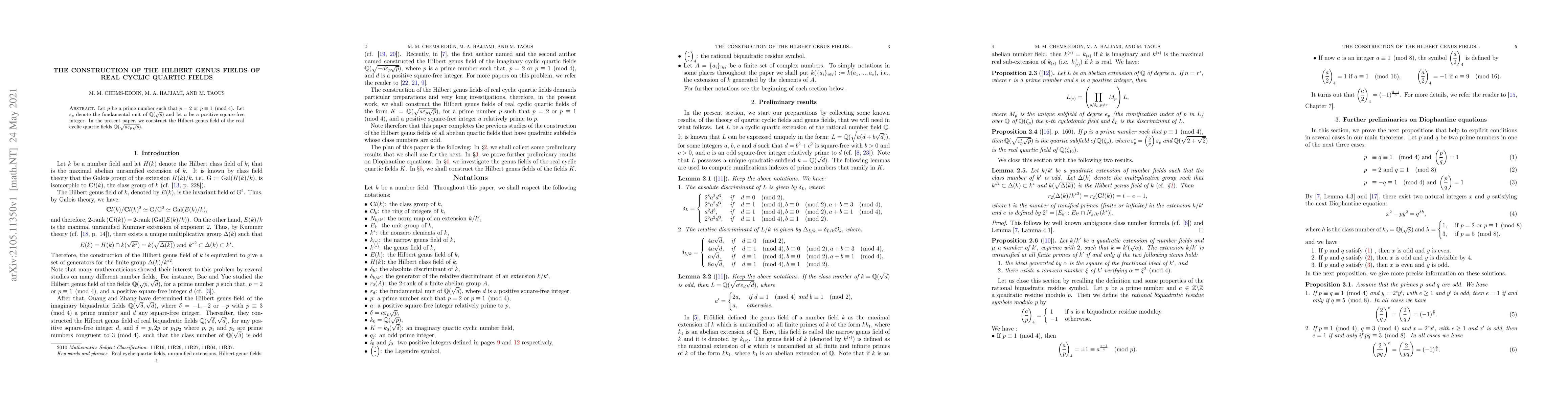 Thumbnail for The construction of the Hilbert genus fields of real cyclic quartic
  fields