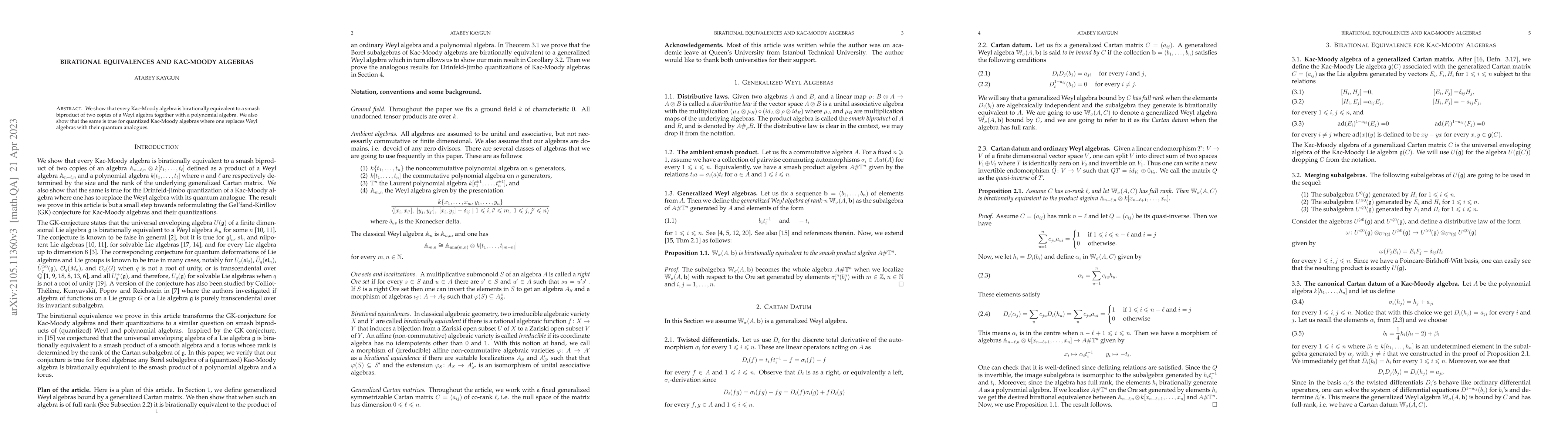 Thumbnail for Birational Equivalences and Kac-Moody Algebras