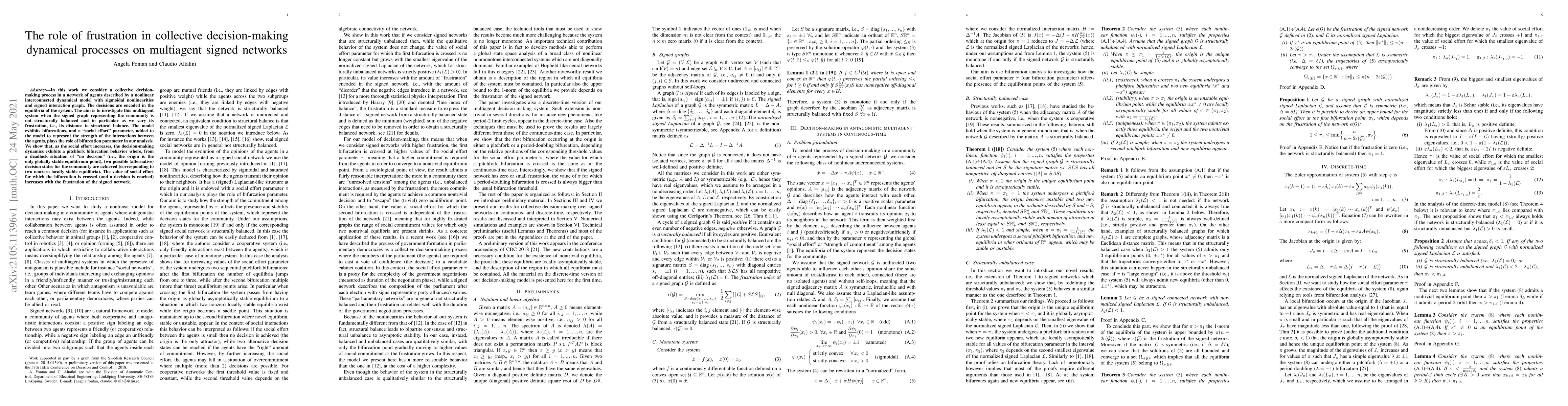 Thumbnail for The role of frustration in collective decision-making dynamical
  processes on multiagent signed networks