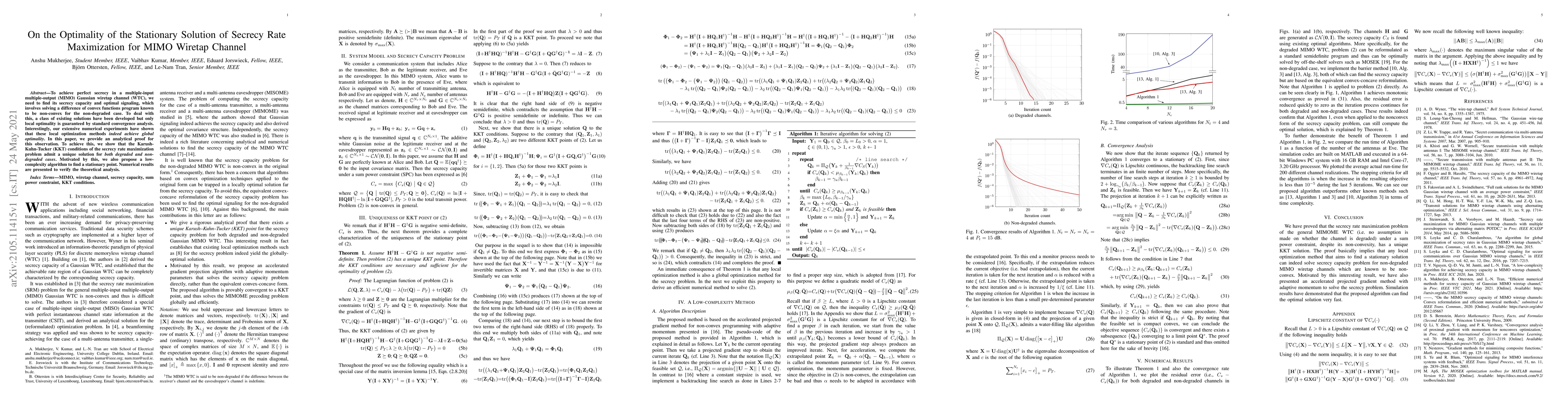 Thumbnail for On the Optimality of the Stationary Solution of Secrecy Rate
  Maximization for MIMO Wiretap Channel