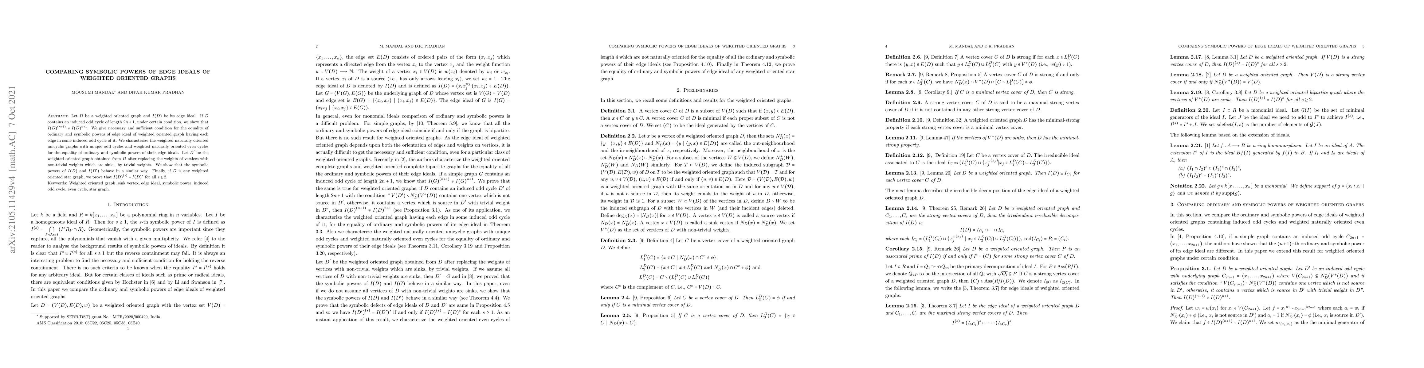 Thumbnail for Comparing symbolic powers of edge ideals of weighted oriented graphs
