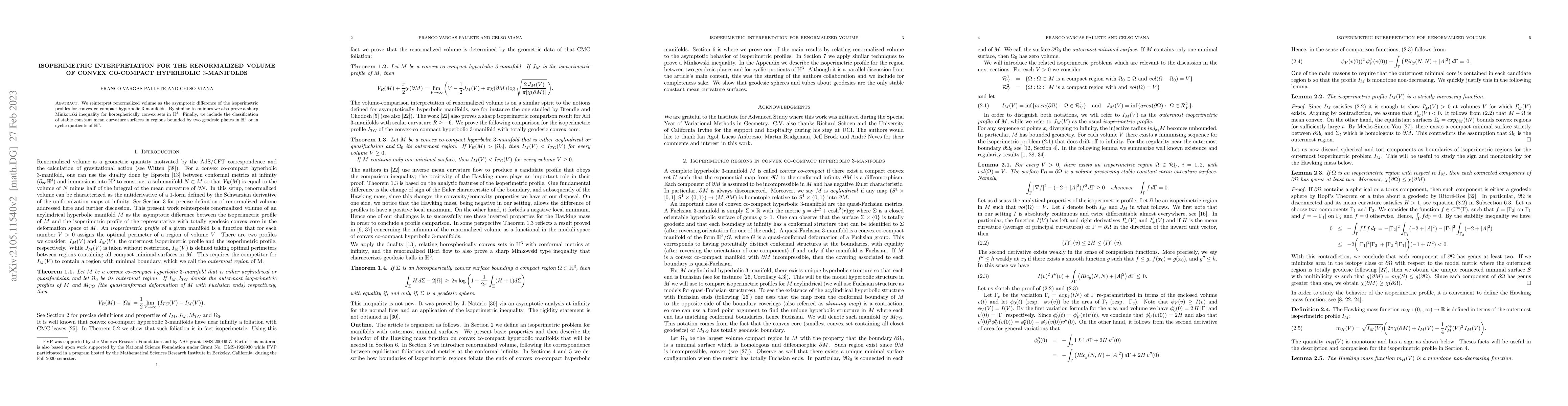 Thumbnail for Isoperimetric interpretation for the renormalized volume of convex
  co-compact hyperbolic 3-manifolds