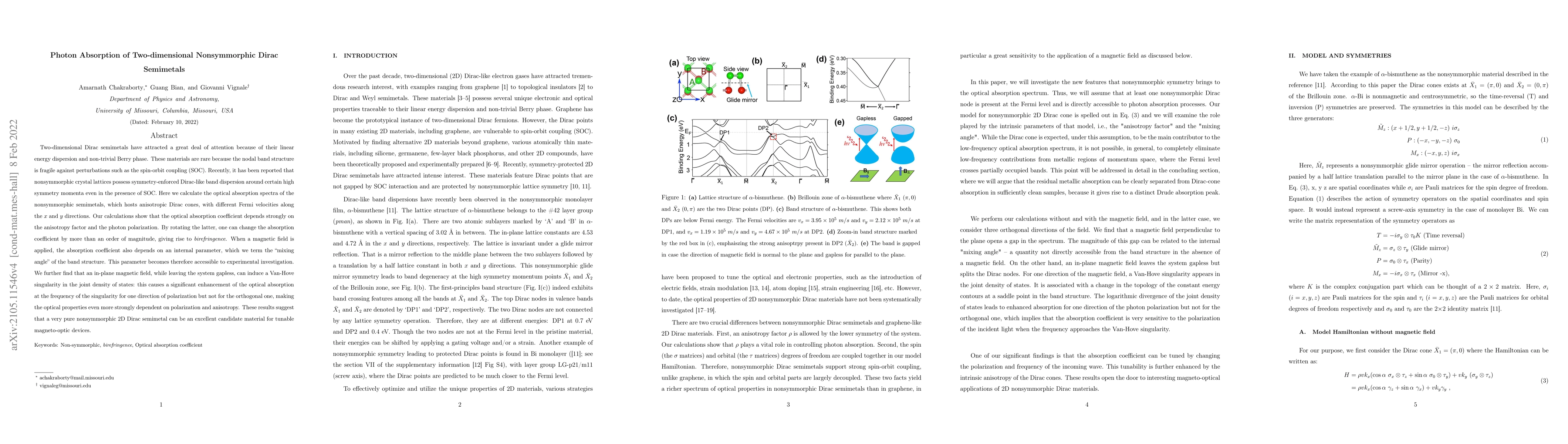 Thumbnail for Photon Absorption of Two-dimensional Nonsymmorphic Dirac Semimetals
