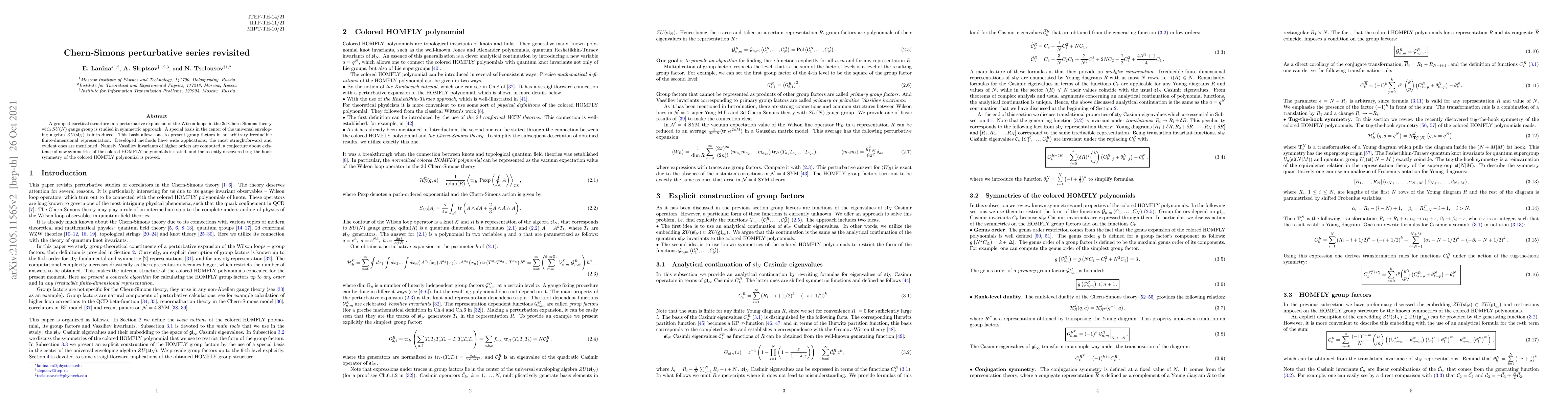 Thumbnail for Chern-Simons perturbative series revisited