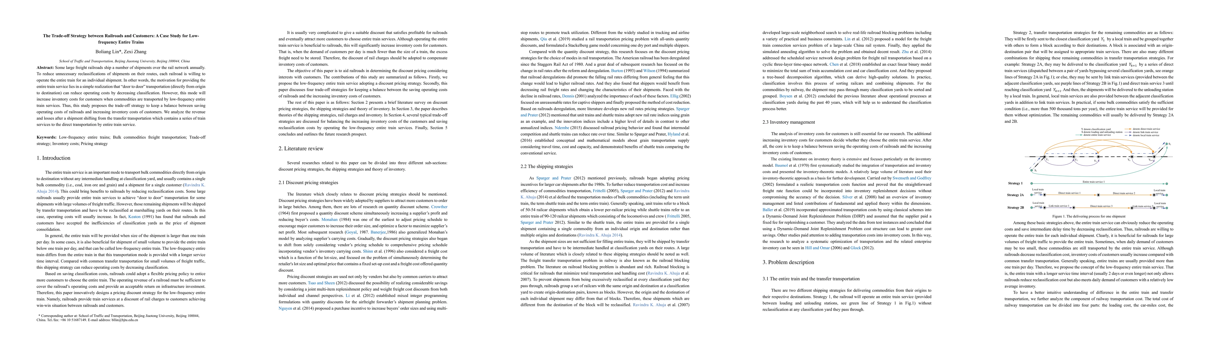 Thumbnail for The Trade-off Strategy between Railroads and Customers: A Case Study for
  Low-frequency Entire Trains
