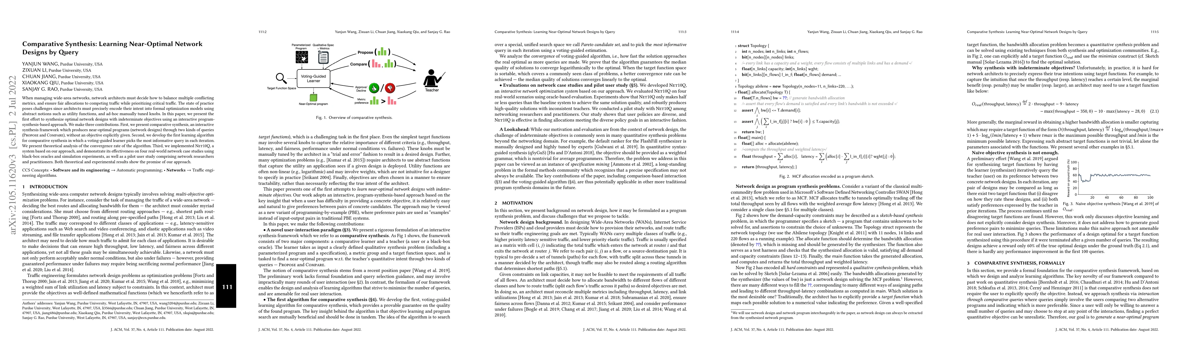 Thumbnail for Comparative Synthesis: Learning Near-Optimal Network Designs by Query