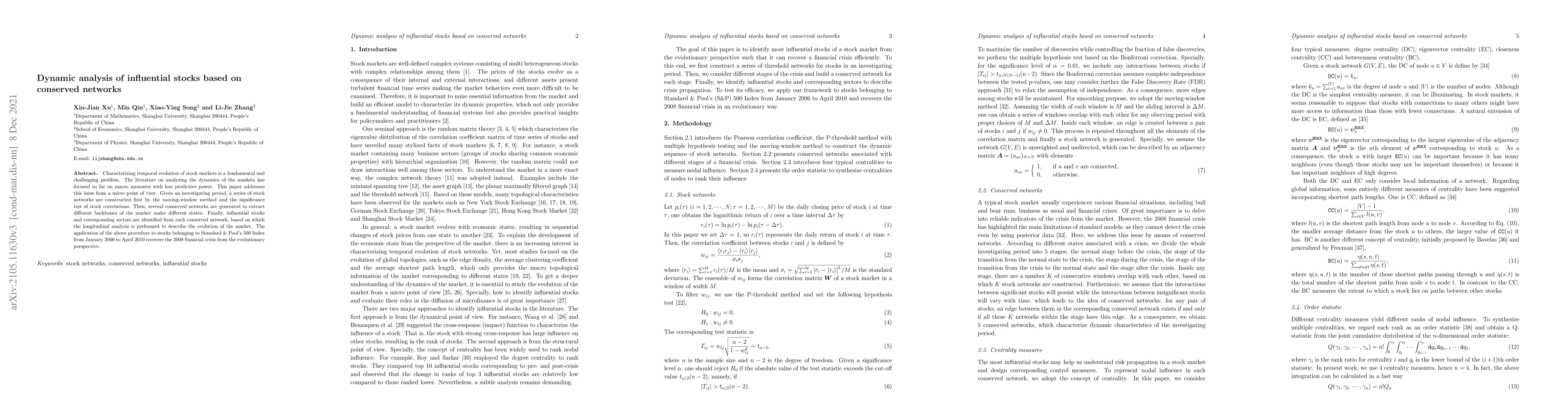 Thumbnail for Dynamic analysis of influential stocks based on conserved networks
