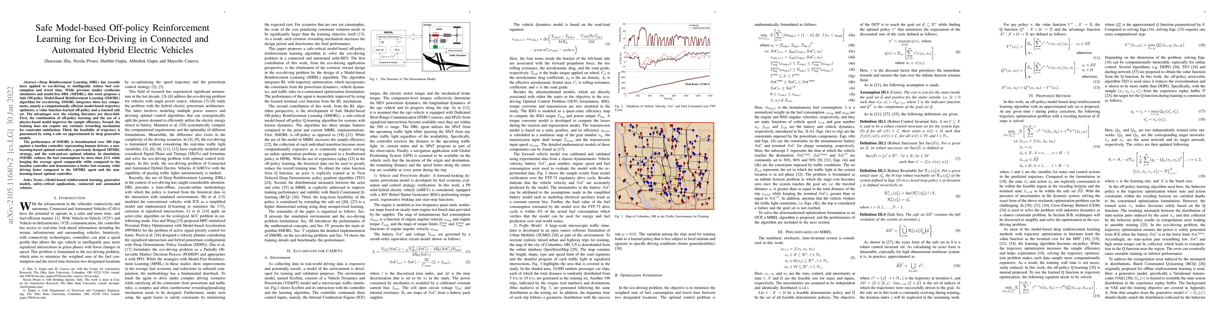 Thumbnail for Safe Model-based Off-policy Reinforcement Learning for Eco-Driving in
  Connected and Automated Hybrid Electric Vehicles