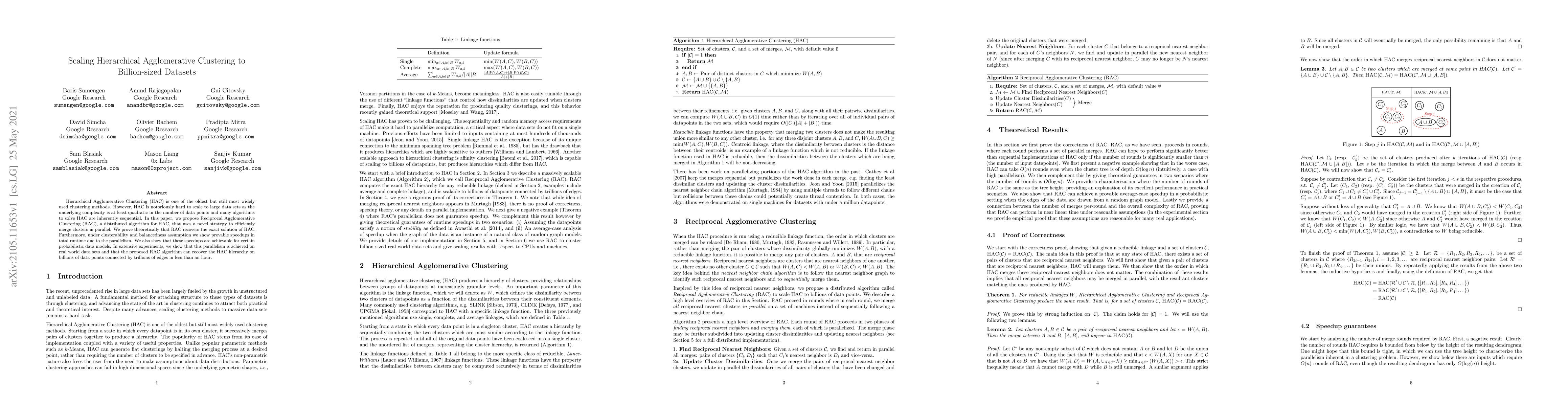 Thumbnail for Scaling Hierarchical Agglomerative Clustering to Billion-sized Datasets
