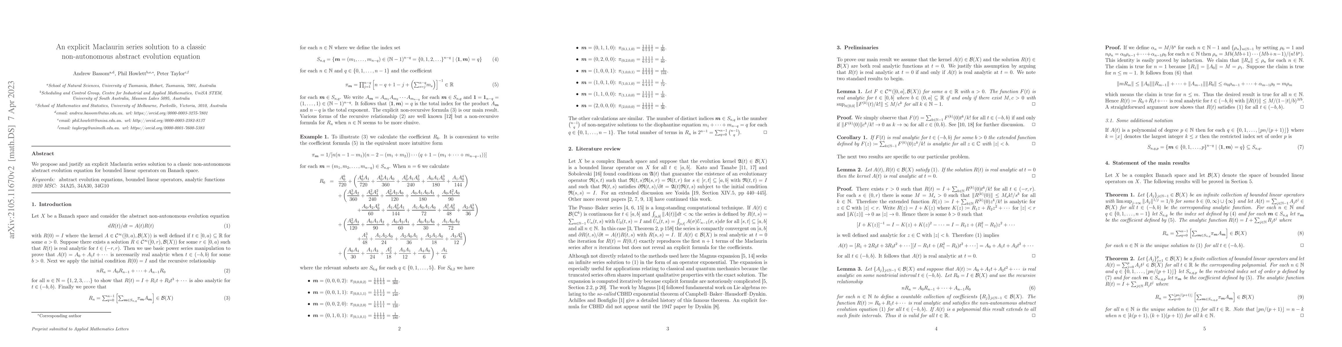 Thumbnail for An explicit Maclaurin series solution to a classic non-autonomous
  abstract evolution equation
