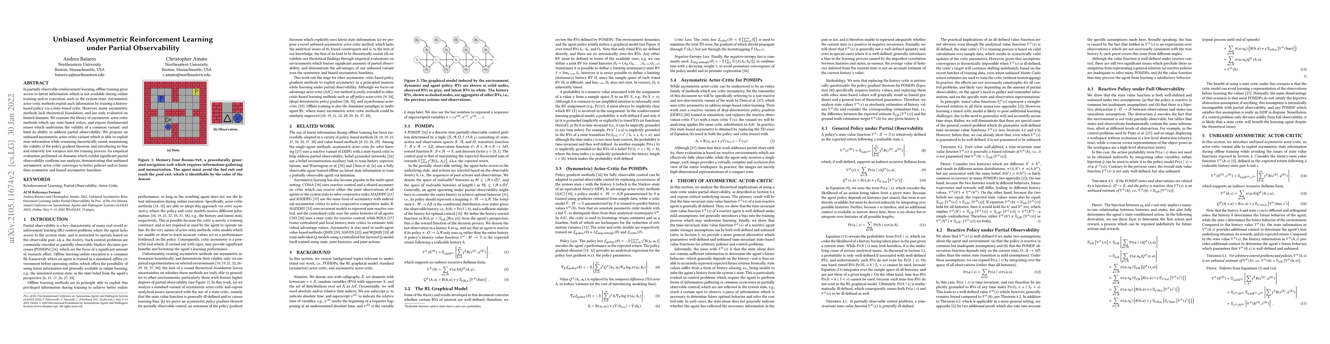 Thumbnail for Unbiased Asymmetric Reinforcement Learning under Partial Observability