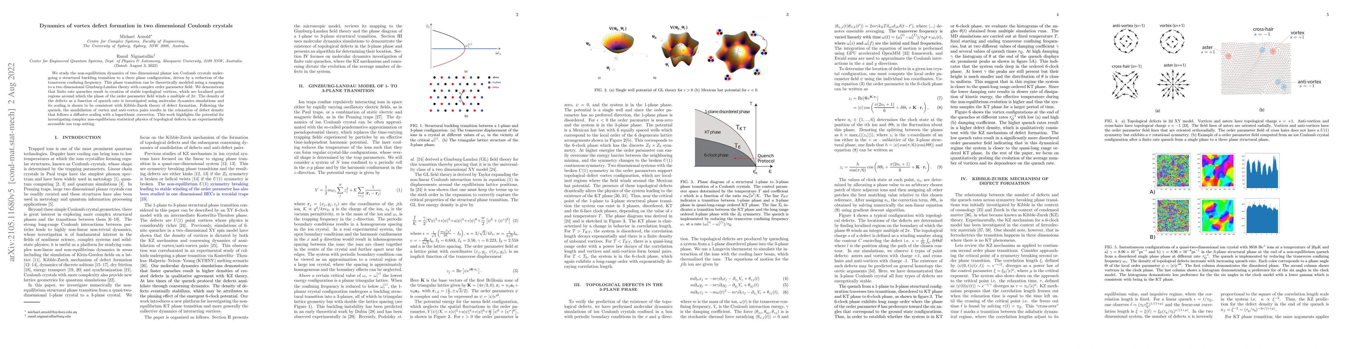 Thumbnail for Dynamics of vortex defect formation in two dimensional Coulomb crystals