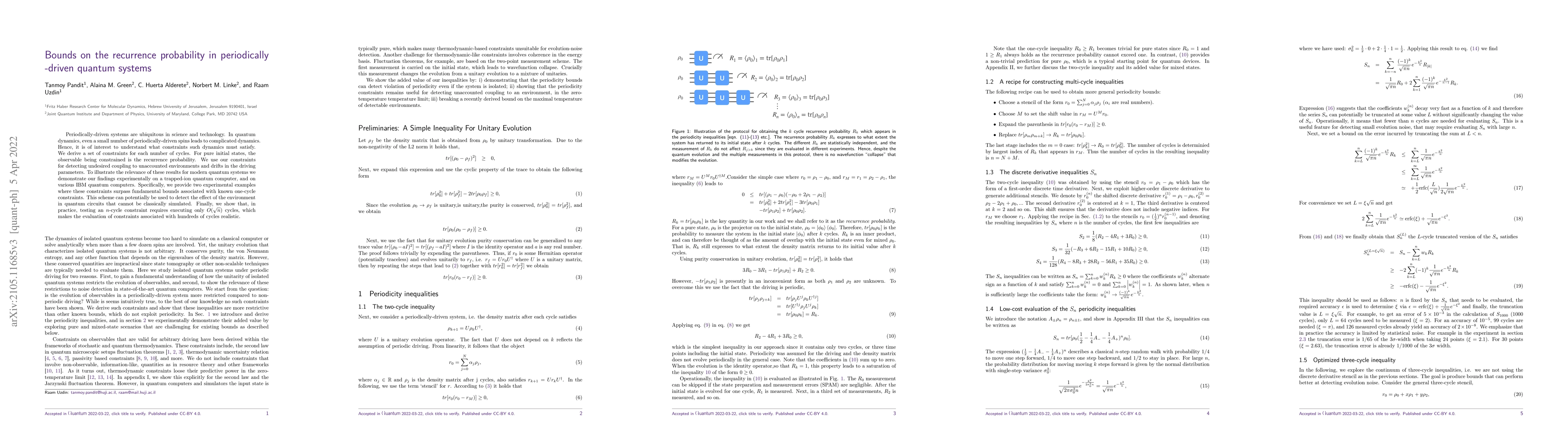 Thumbnail for Bounds on the recurrence probability in periodically-driven quantum
  systems