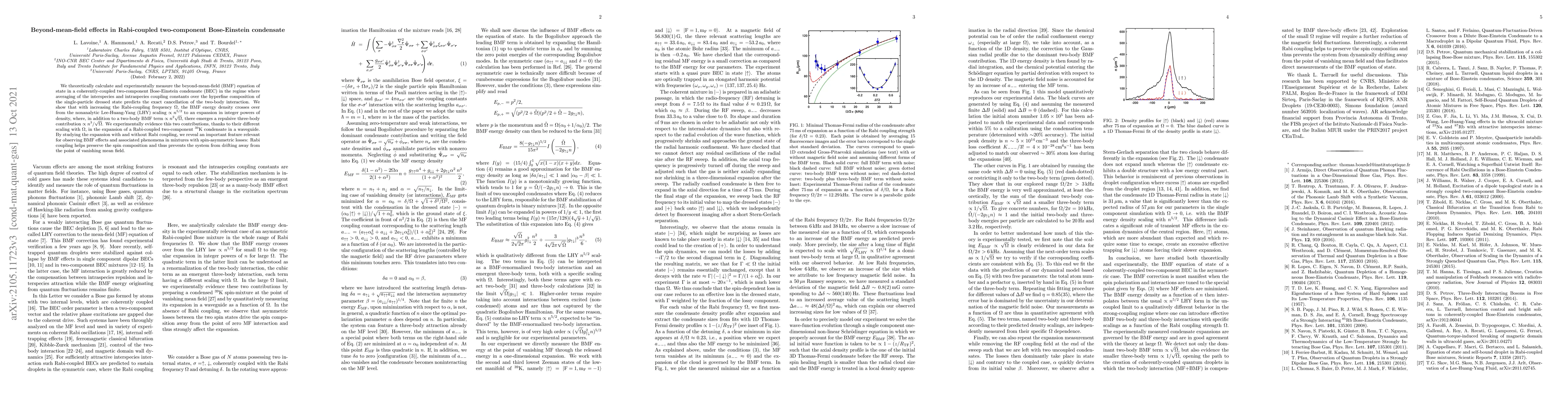 Thumbnail for Beyond-mean-field effects in Rabi-coupled two-component Bose-Einstein
  condensate