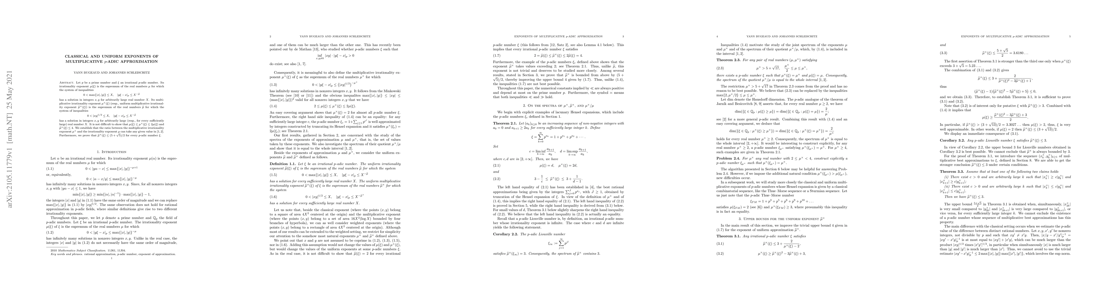 Thumbnail for Classical and uniform exponents of multiplicative $p$-adic approximation