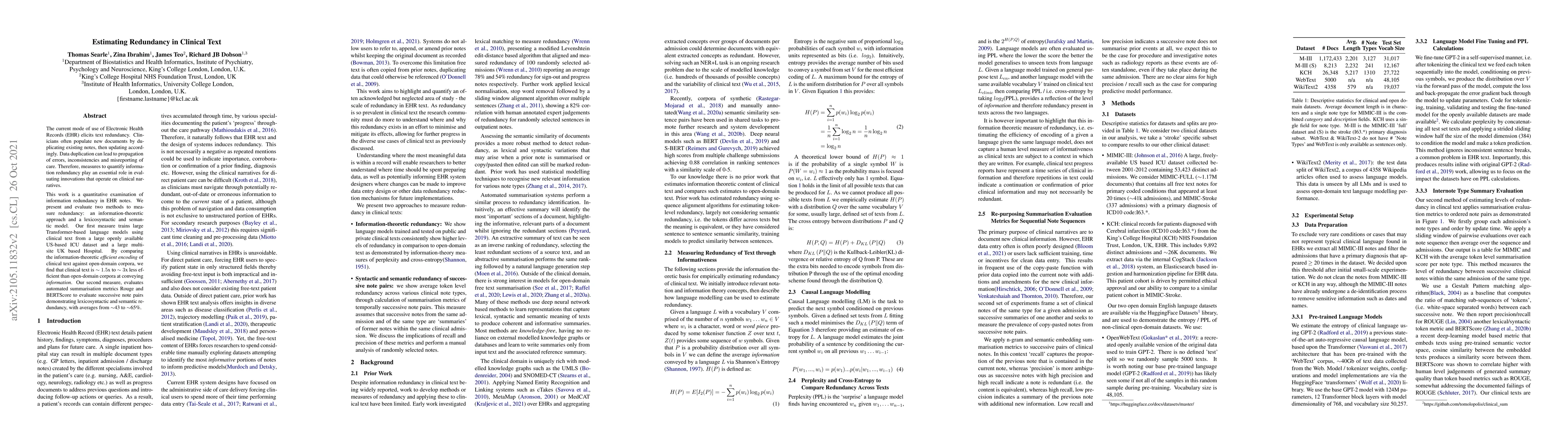Thumbnail for Estimating Redundancy in Clinical Text
