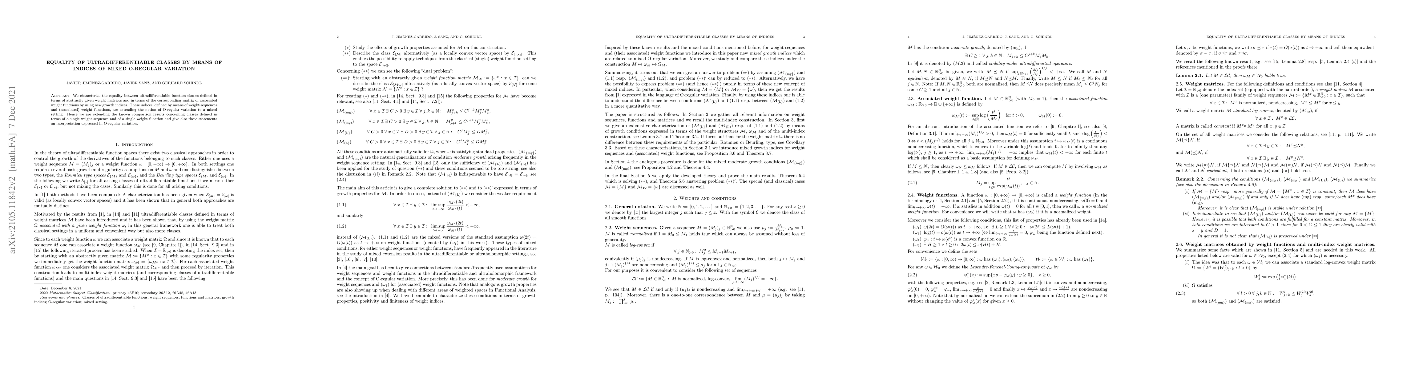 Thumbnail for Equality of ultradifferentiable classes by means of indices of mixed
  O-regular variation