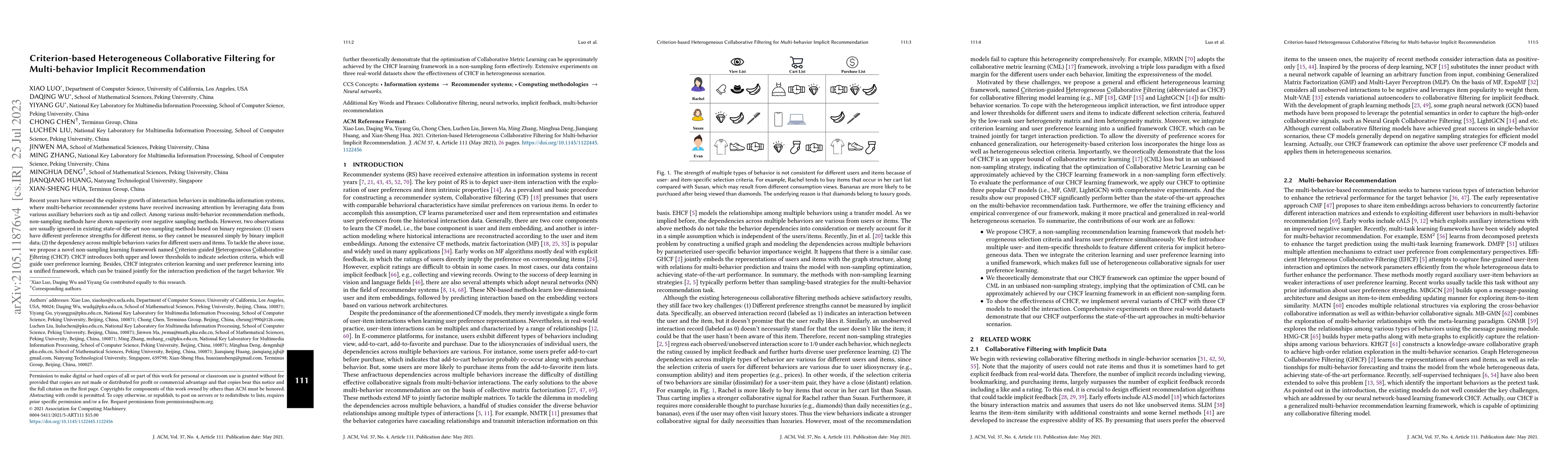 Thumbnail for Criterion-based Heterogeneous Collaborative Filtering for Multi-behavior
  Implicit Recommendation
