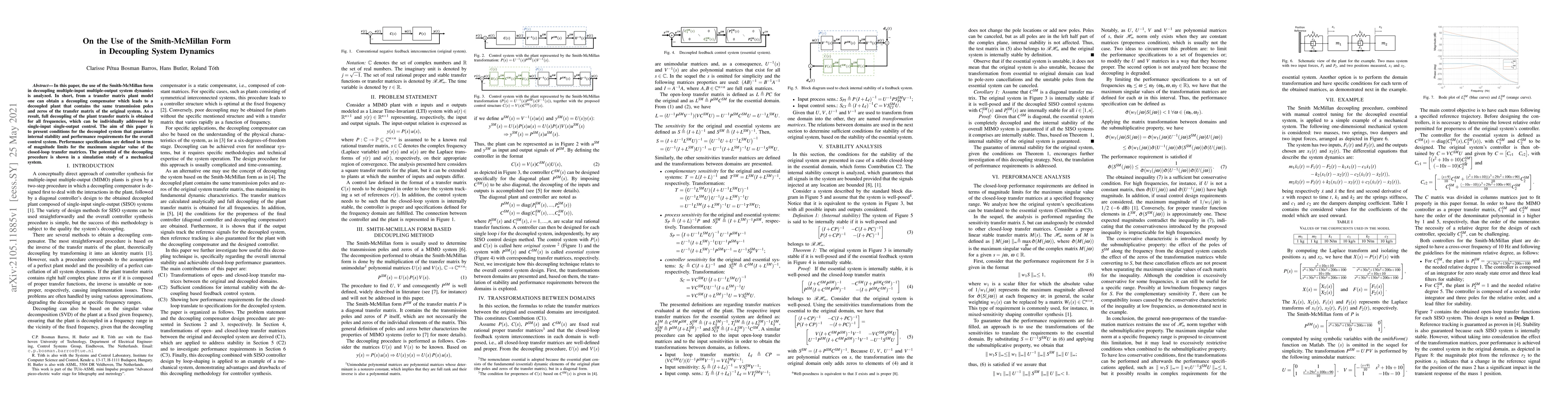 Thumbnail for On the Use of the Smith-McMillan Form in Decoupling System Dynamics