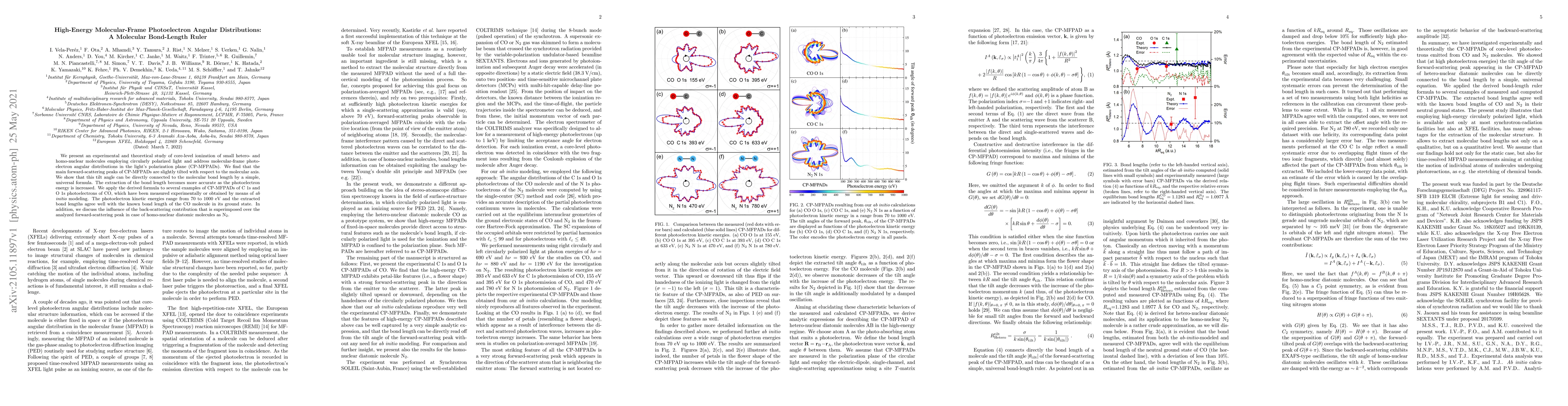 Thumbnail for High-Energy Molecular-Frame Photoelectron Angular Distributions: A
  Molecular Bond-Length Ruler