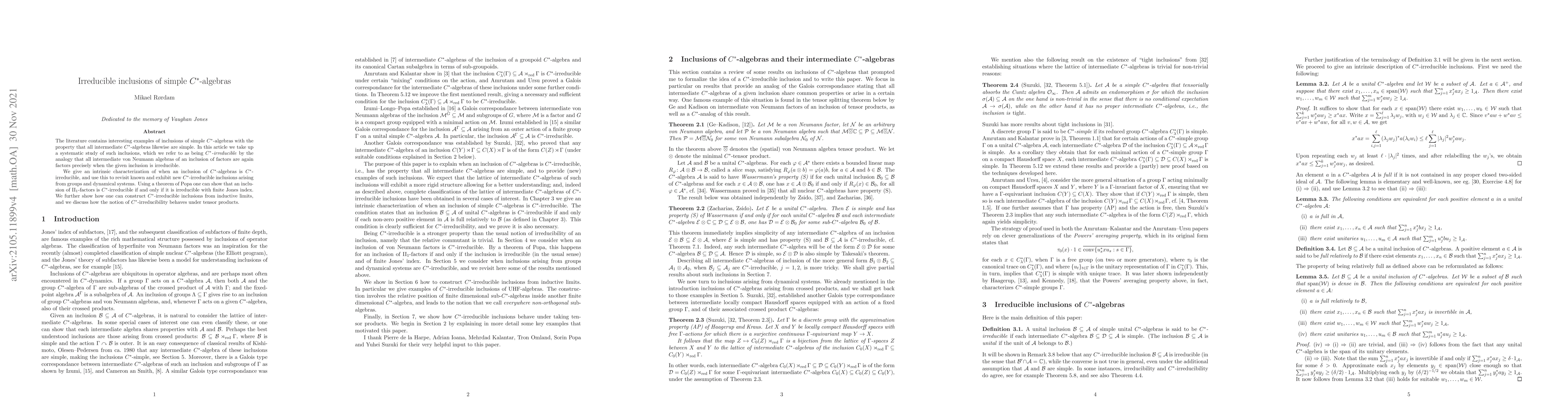 Thumbnail for Irreducible inclusions of simple C$^*$-algebras