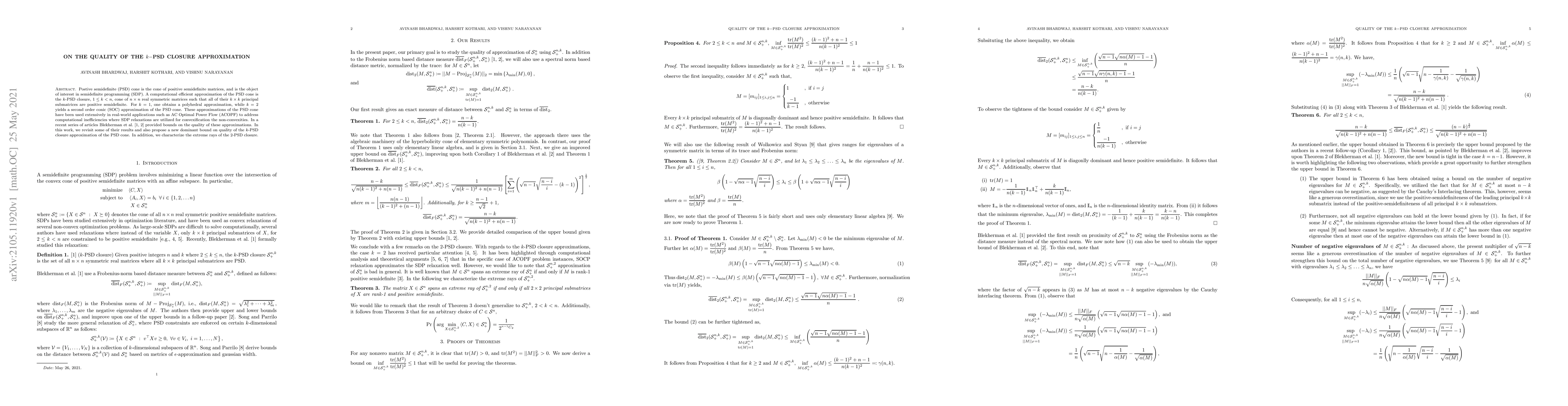 Thumbnail for On the quality of the $k-$PSD closure approximation