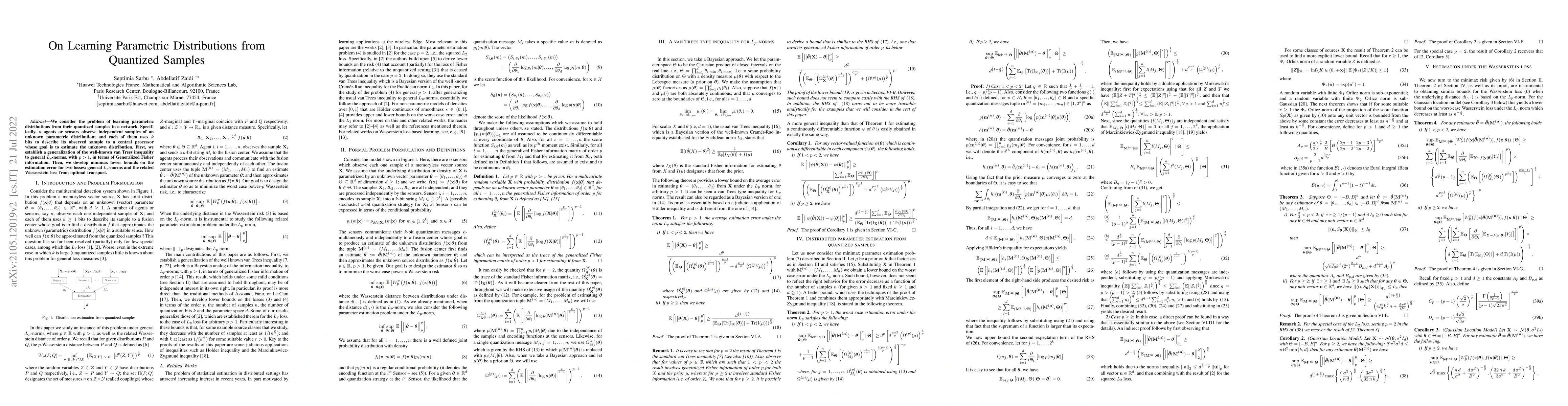 Thumbnail for On learning parametric distributions from quantized samples