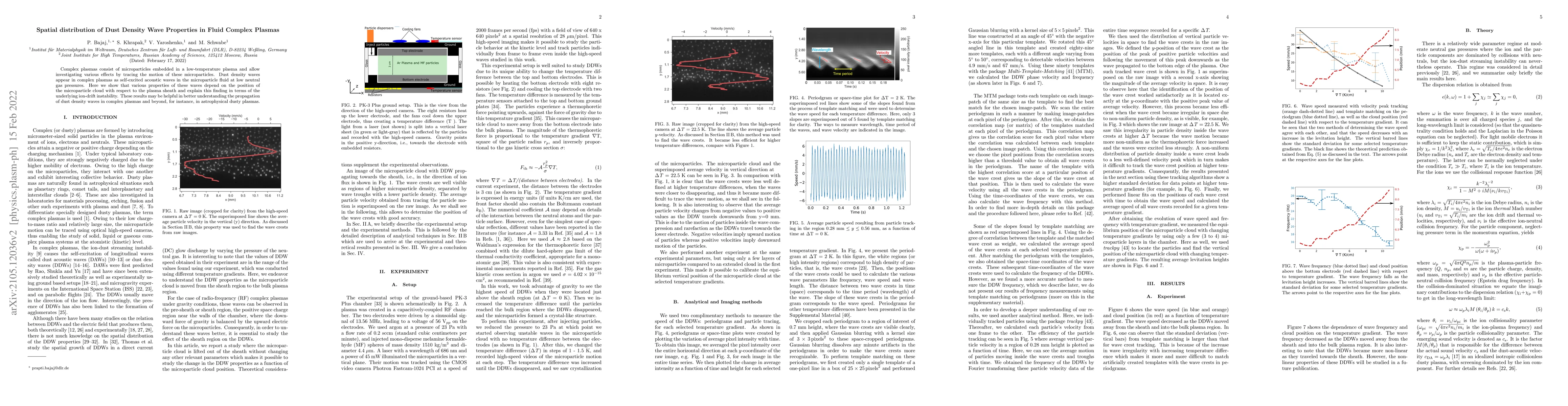 Thumbnail for Spatial distribution of Dust Density Wave Properties in Fluid Complex
  Plasmas