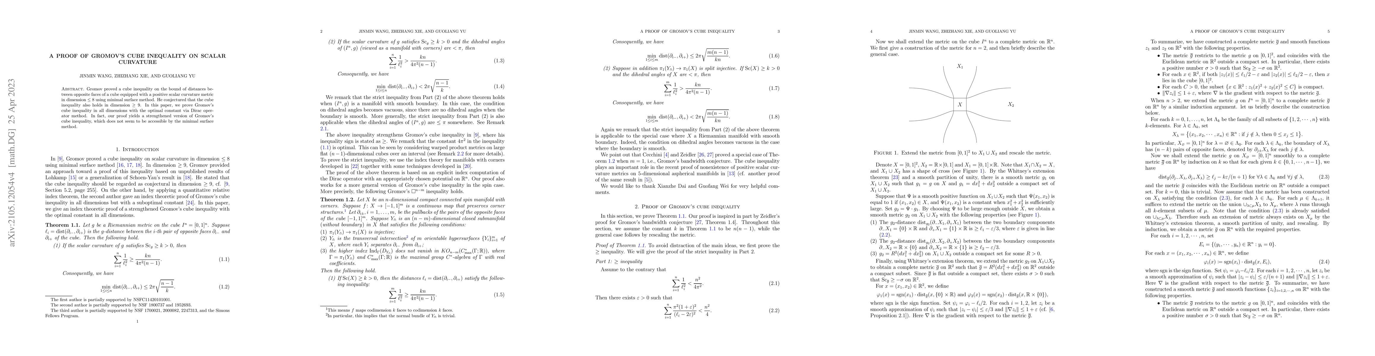 Thumbnail for A proof of Gromov's cube inequality on scalar curvature