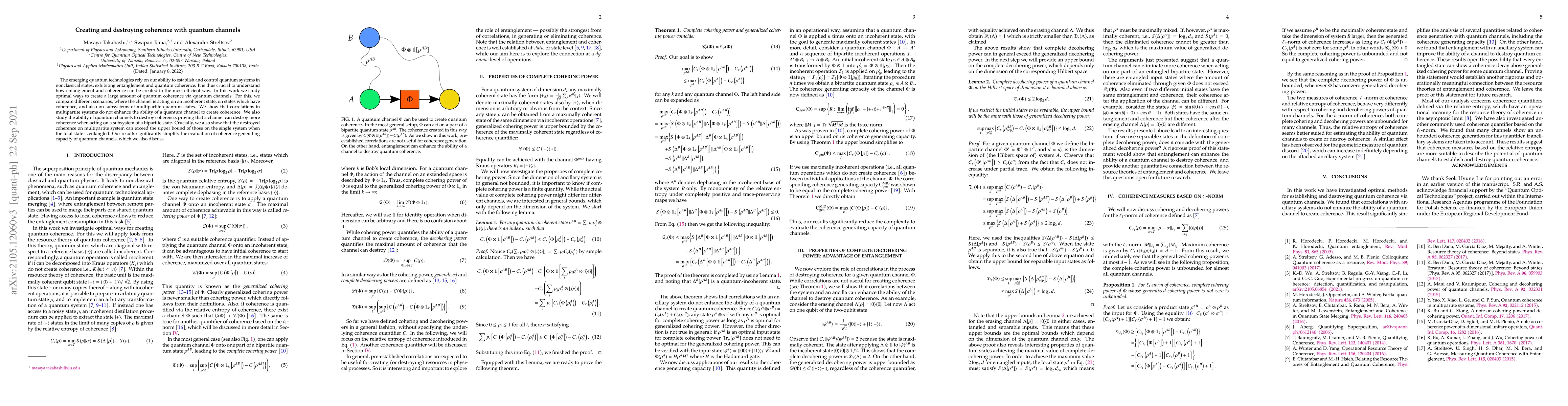 Thumbnail for Creating and destroying coherence with quantum channels
