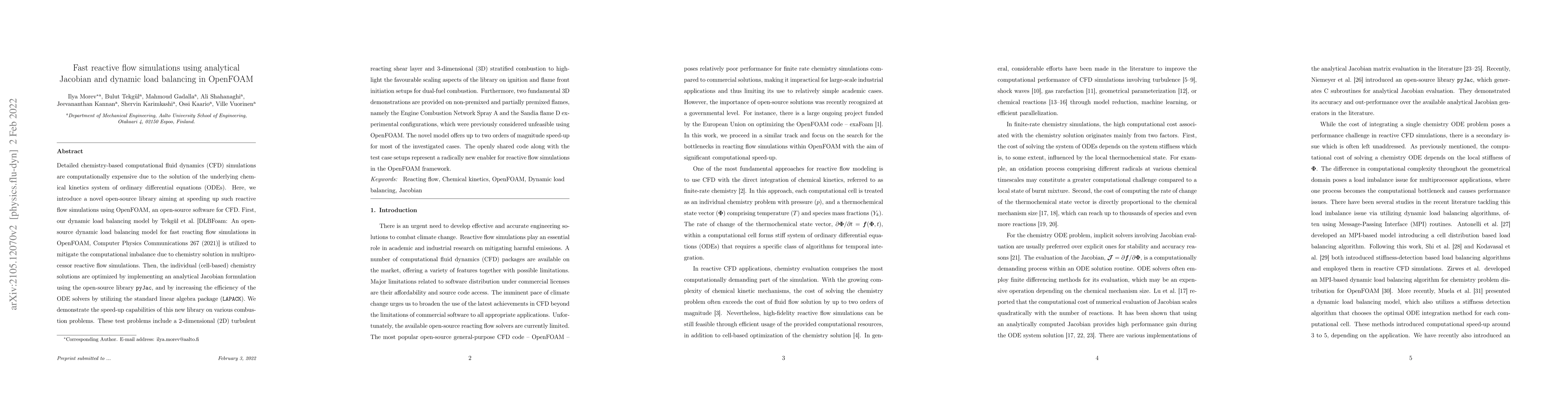 Thumbnail for Fast reactive flow simulations using analytical Jacobian and dynamic
  load balancing in OpenFOAM