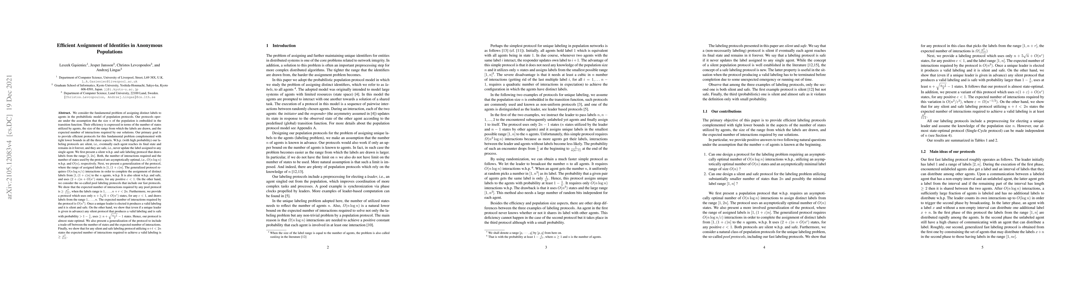 Thumbnail for Efficient Assignment of Identities in Anonymous Populations