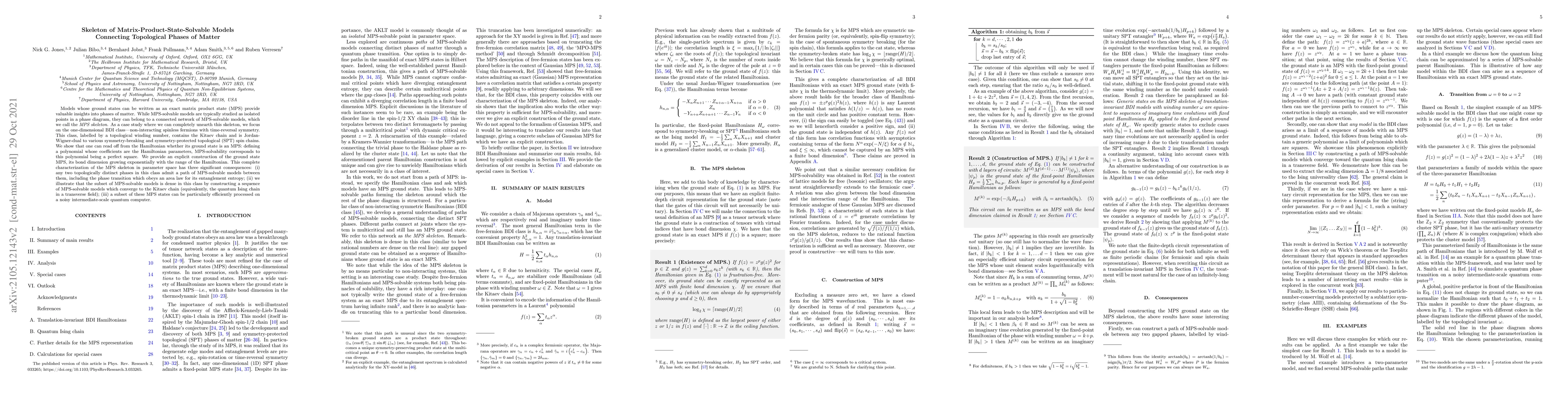Thumbnail for Skeleton of Matrix-Product-State-Solvable Models Connecting Topological
  Phases of Matter