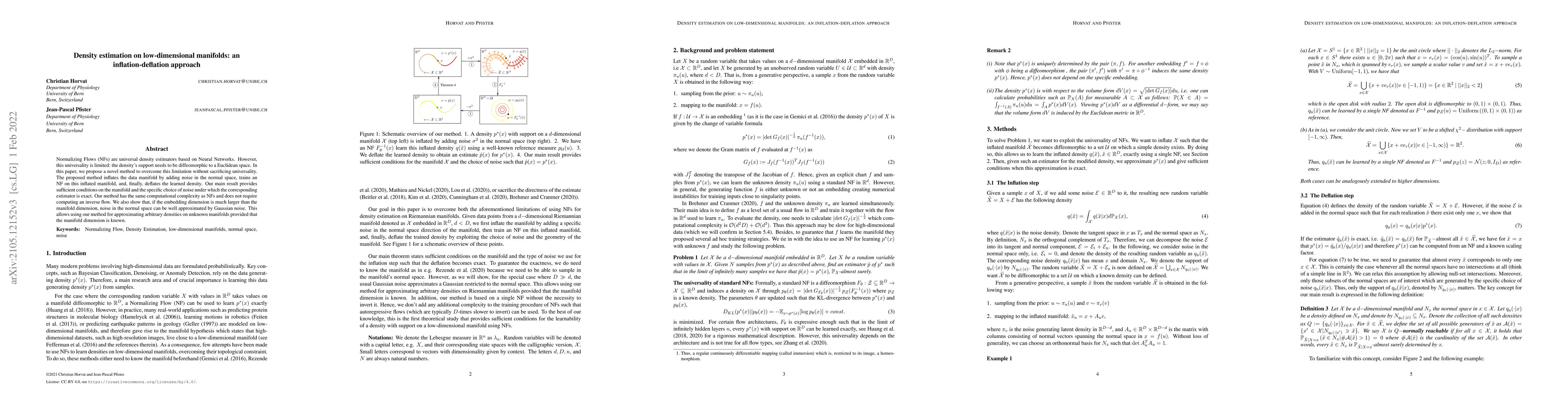Thumbnail for Density estimation on low-dimensional manifolds: an inflation-deflation
  approach