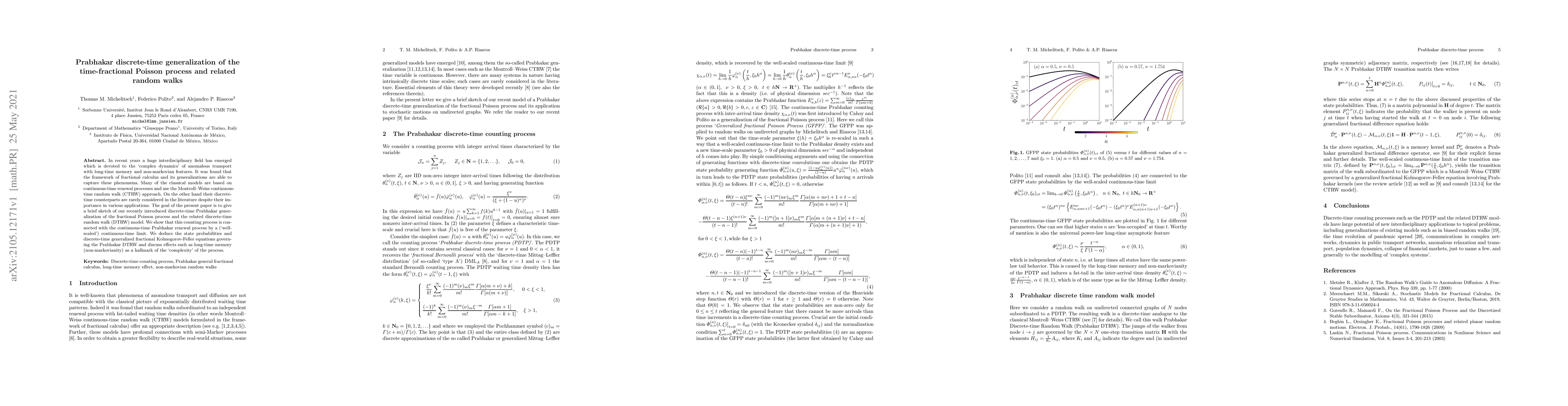 Thumbnail for Prabhakar discrete-time generalization of the time-fractional Poisson
  process and related random walks