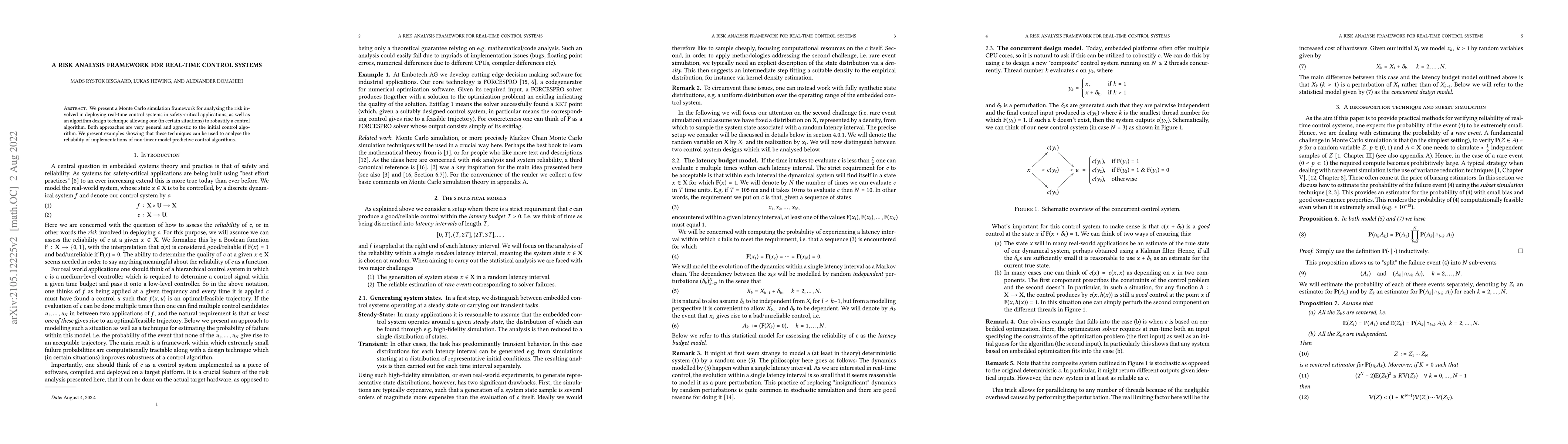 Thumbnail for A risk analysis framework for real-time control systems