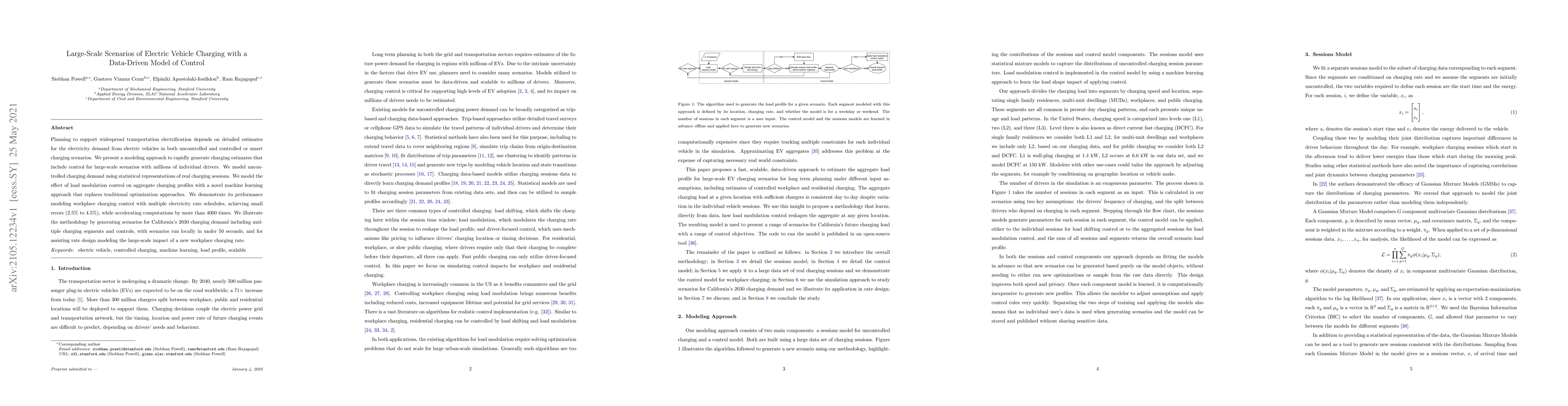 Thumbnail for Large-Scale Scenarios of Electric Vehicle Charging with a Data-Driven
  Model of Control