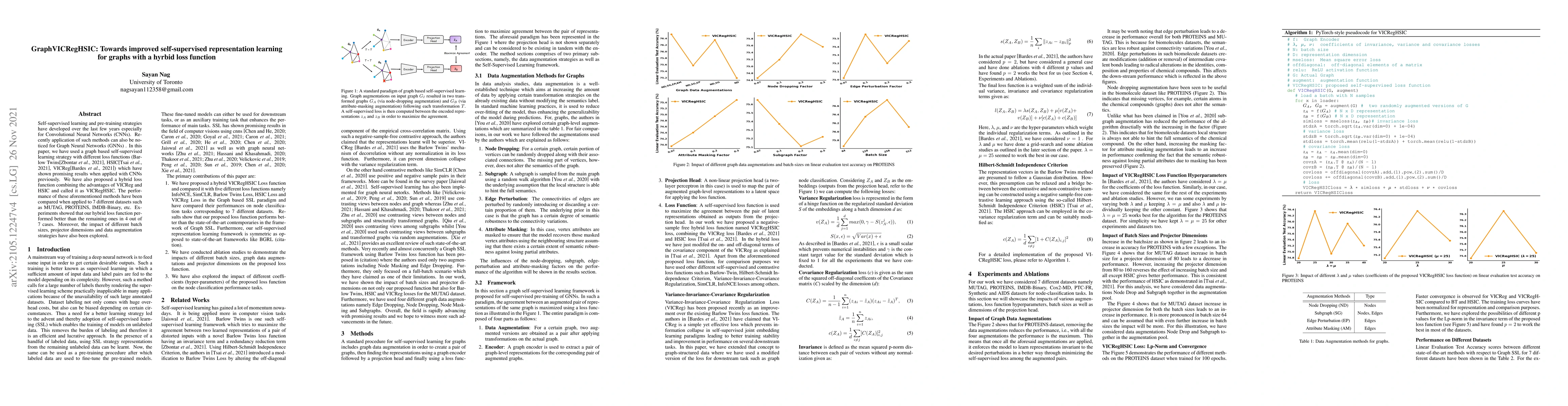 Thumbnail for GraphVICRegHSIC: Towards improved self-supervised representation
  learning for graphs with a hyrbid loss function