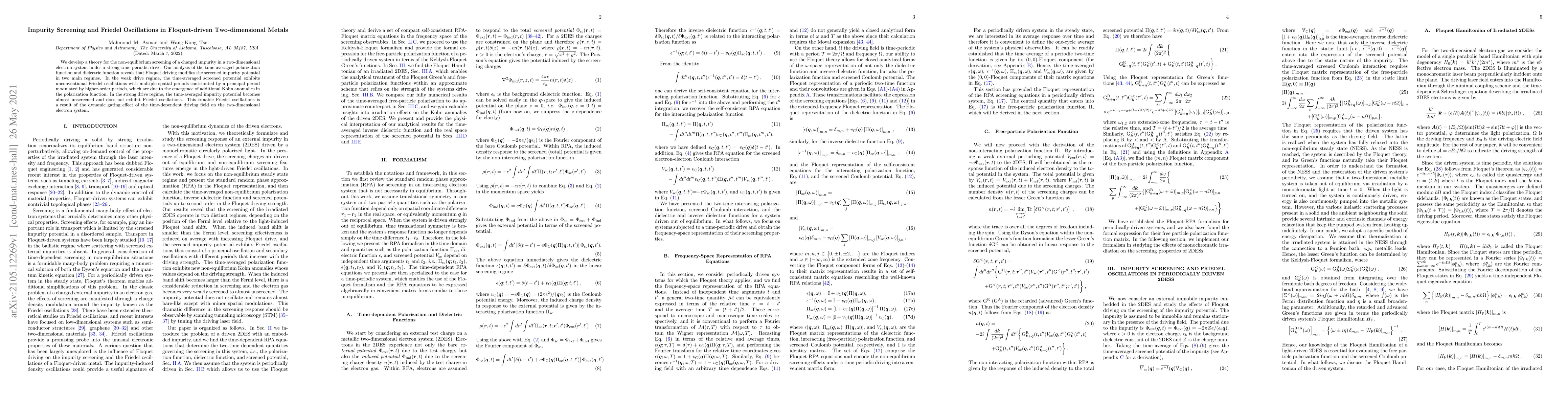 Thumbnail for Impurity Screening and Friedel Oscillations in Floquet-driven
  Two-dimensional Metals