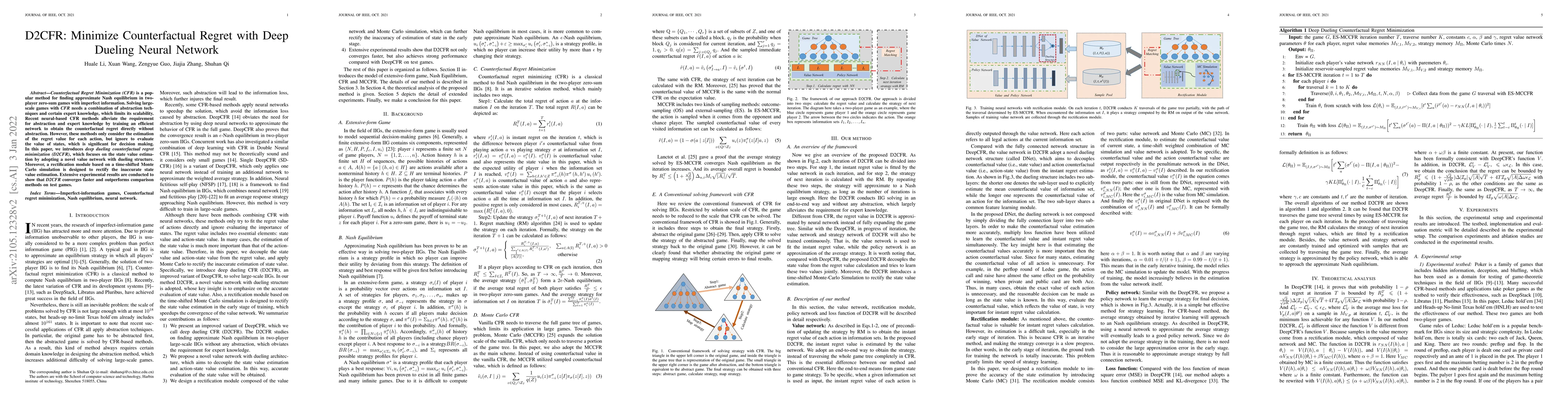 Thumbnail for D2CFR: Minimize Counterfactual Regret with Deep Dueling Neural Network
