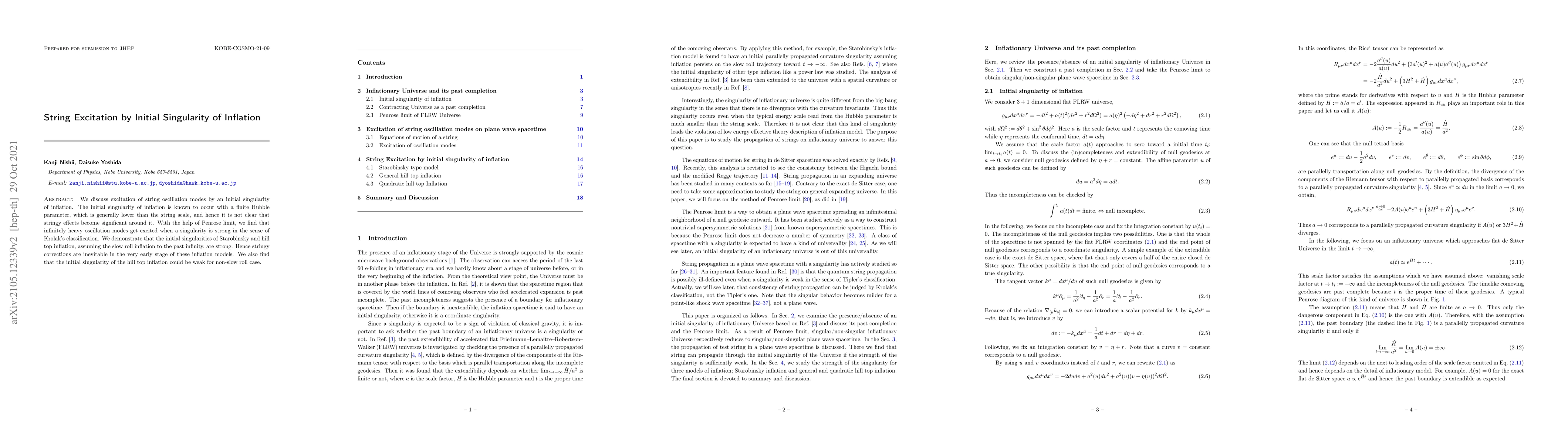 Thumbnail for String Excitation by Initial Singularity of Inflation