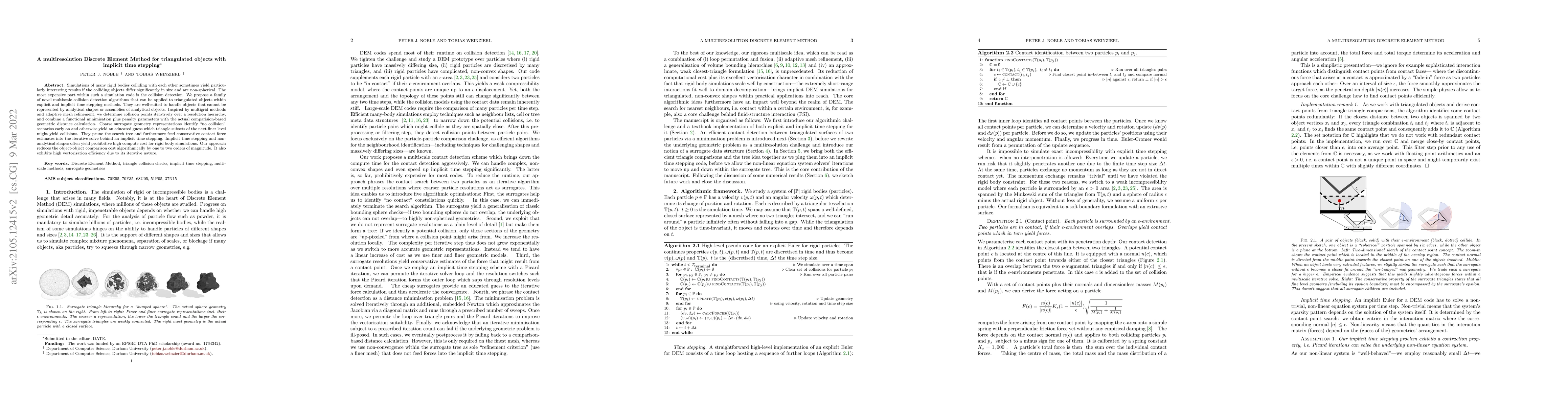 Thumbnail for A multiresolution Discrete Element Method for triangulated objects with
  implicit timestepping