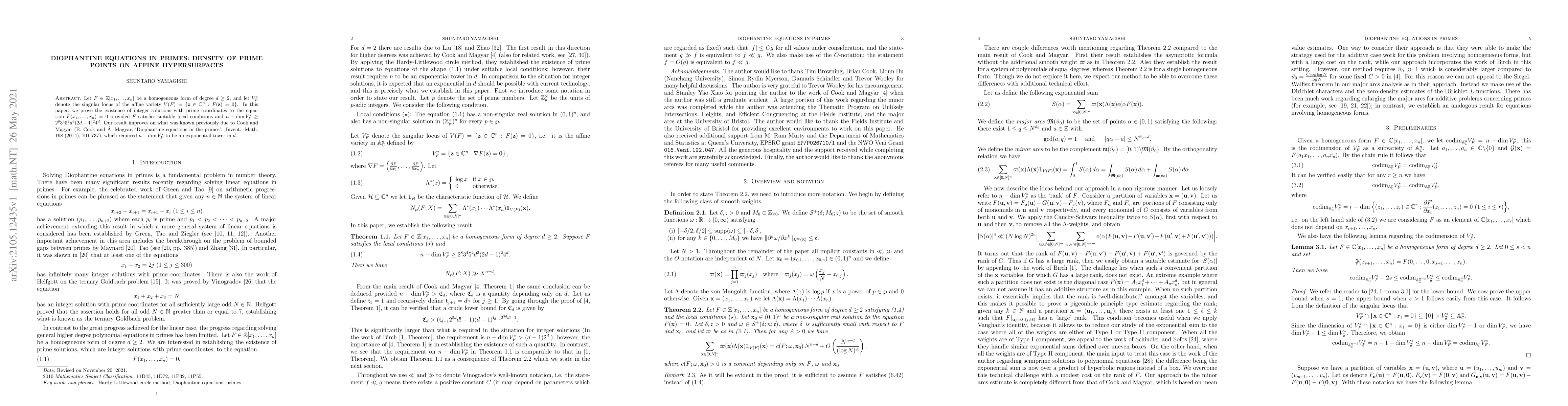 Thumbnail for Diophantine equations in primes: density of prime points on affine
  hypersurfaces