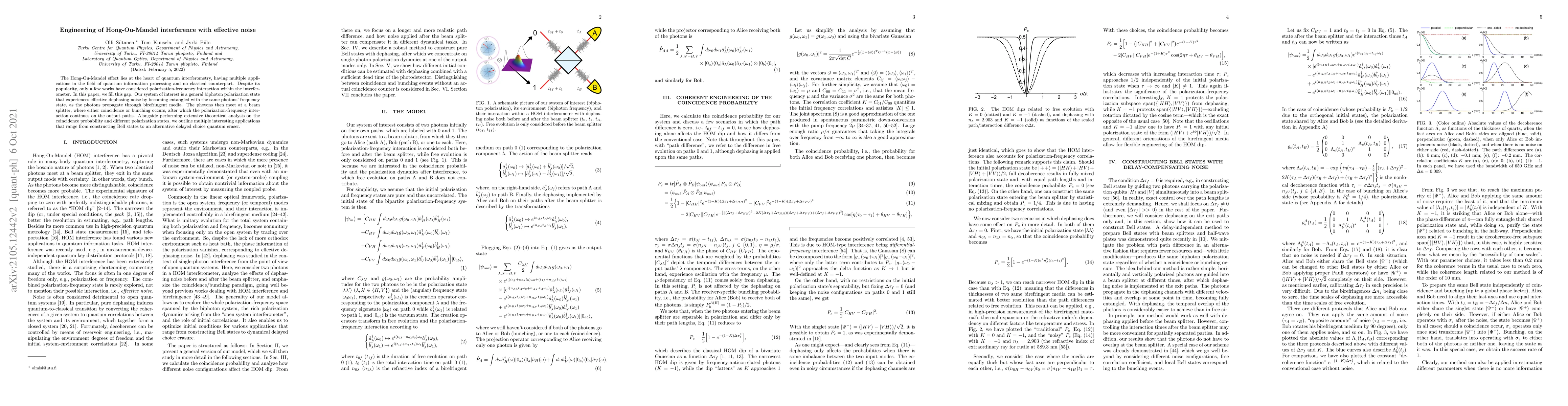 Thumbnail for Engineering of Hong-Ou-Mandel interference with effective noise